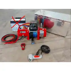 <h2>Thor Winch T-SD9500 12V med syntetisk tau</h2>
<br />
Trekk-kraft 9500 Lbs / 4309 kg (innerste taulag)<br />
Leveres med syntetisk tau &Oslash;9,2 mm, lengde 14 meter<br />
Dimensjon L437 x B160 x H283 mm<br />
3,5 meter kabel m/betjeningskontroll<br />
Egenvekt 29,5 kg<br />
<br />
Batterikasse m/ bryter, inkl. mont.beslag.<br />
Max batteristr. L360 B180 H240mm<br />
<br />
<br />
<br />
<br />
 