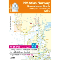 Kart kombi Atlas No 5 - Flekkefjord til Stavanger