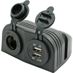 Strømuttak + dobbel USB, utenpåliggende