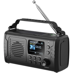 1852 Nødradio DAB+/FM Bluetooth med sveiv og solcellepanel